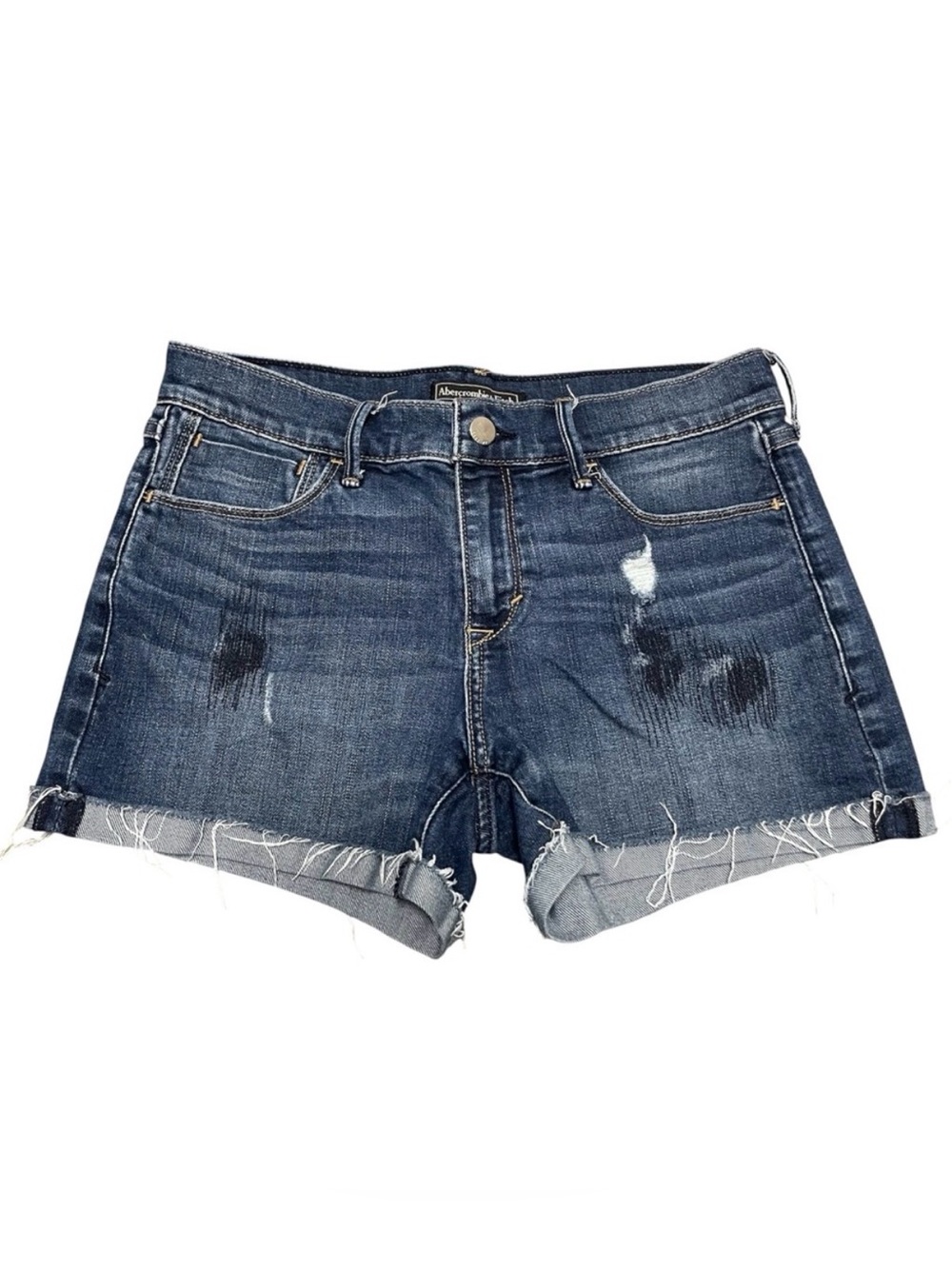 Abercrombie & Fitch Distressed Denim Shorts with Cuffed Hem Size 25